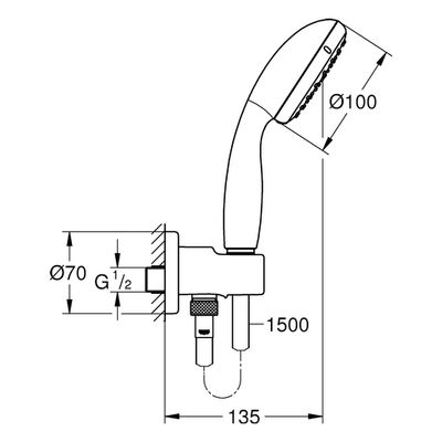 Grohe Wandhalterset Tempesta 100 26406_1 2 Strahlarten 5,7 l/min, Farbe chrom Bild 3