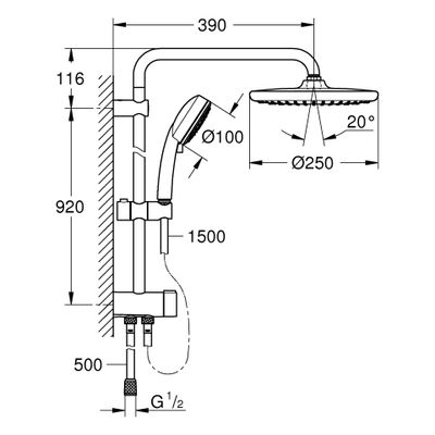 Grohe Duschsystem Tempesta Cosmop. 250, mit Umstellung, Farbe chrom Bild 3