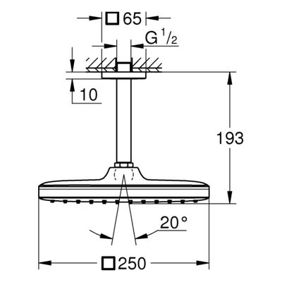 Grohe Kopfbrausenset Tempesta Cube 250 DA 142 mm 1 Strahl 9,5l, 193 x 250 x 193 mm, Farbe chrom Bild 3