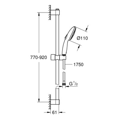 Grohe Brausegarnitur Tempesta 110 900 mm, 2-strahlig, Farbe chrom Bild 3