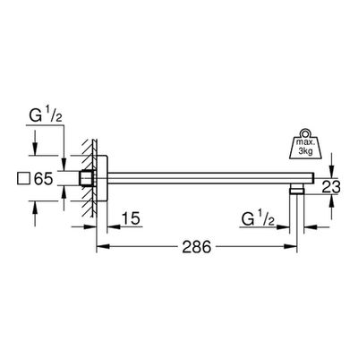 Grohe Brausearm Rainshower Ausladung, 286 mm, Farbe chrom Bild 2