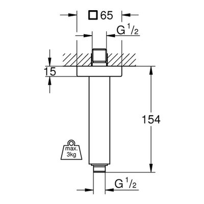 Grohe Deckenauslass Rainshower Länge 142 mm, 154 mm, Farbe chrom Bild 2
