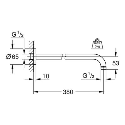 Grohe Brausearm Rainshower modern DN 15 Ausladung 380 mm, 380 x 380 mm, Farbe chrom Bild 3