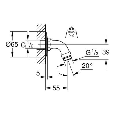 Grohe Brausearm Relexa Anschlussgewinde 1/2", 55 mm, Farbe chrom Bild 3