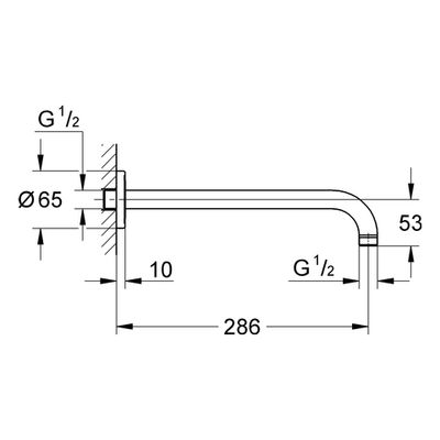 Grohe Brausearm Rainshower modern DN 15 Ausladung 282 mm, 286 x 286 mm, Farbe chrom Bild 3