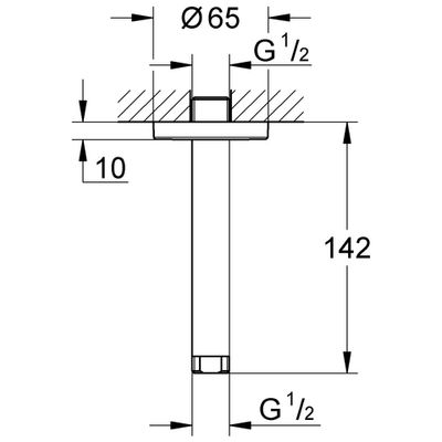 Grohe Deckenauslass Rainshower 1/2'' Laenge, 142 mm, Farbe chrom Bild 3