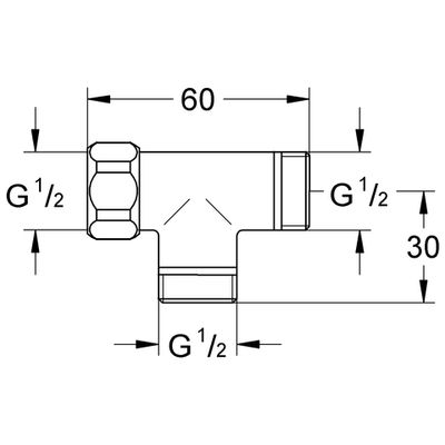 Grohe T-Stück 1/2", für Relexa, Farbe chrom Bild 2