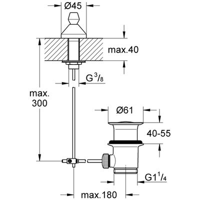 Grohe Zugstangen-Ablaufgarnitur 28900, für Waschtische 1 1/4", 61 mm, Farbe chrom Bild 3