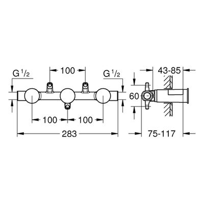 Grohe Unterputz-Einbaukörper 29025_2, für 3-Loch WT-Wandbatterien DIN 18534:2017 Bild 3