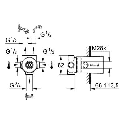 Grohe 5-Wege-Umstellung UP-Einbaukörper, DN 15 Bild 3