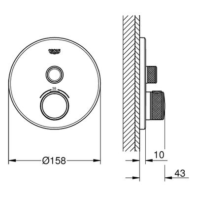 Grohe rund, 1 Verbraucher, 147 x 345 x 43 mm, Farbe chrom Bild 3