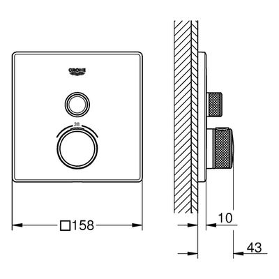 Grohe eckig, 1 Verbraucher, 150 x 175 x 43 mm, Farbe chrom Bild 3