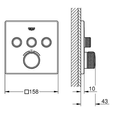 Grohe eckig, 3 Verbraucher, 145 x 175 x 43 mm, Farbe chrom Bild 3