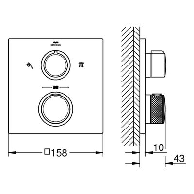 Grohe THM-Brausebatterie Allure 29181_2 FMS, für Rapido SmartBox, Farbe hard graphite Bild 3