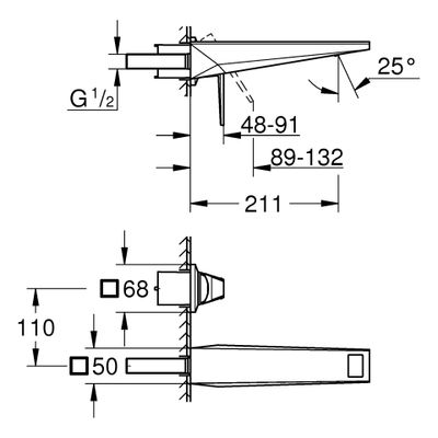 Grohe 2L-WT-Wandbat. All. Bril. PC FMS Griff WA-Caesarstone, Farbe chrom Bild 3
