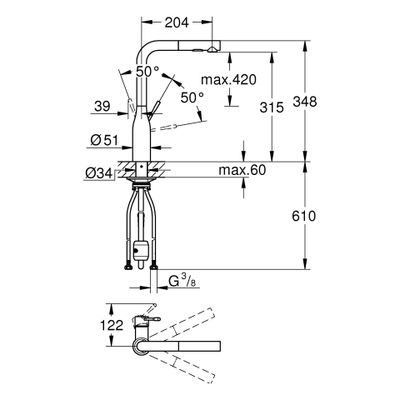 Grohe EH-Spültischbatterie Essence 30270 auszb. Spülbrause hard graphite geb, 70 mm, Farbe hard graphite Bild 3