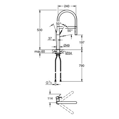 Grohe EH-Spültischbatterie Essence 30503, mit Profibrause, Farbe phantom black Bild 3