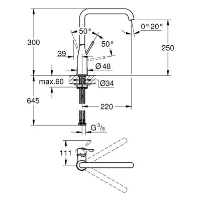 Grohe EH-Spültischbatterie Essence 30505 schwenkbarer Rohrauslauf, Farbe phantom black Bild 3