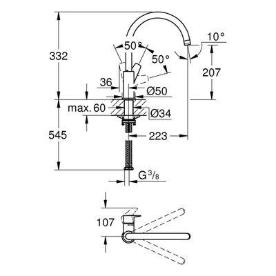 Grohe Einhand-Spültischbatterie Baüdge 31367_1 hoher Auslauf, Farbe chrom Bild 3