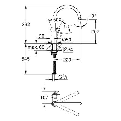 Grohe Einhand-Spültischbatterie BauLoop 31368_1 hoher Auslauf, Farbe chrom Bild 3