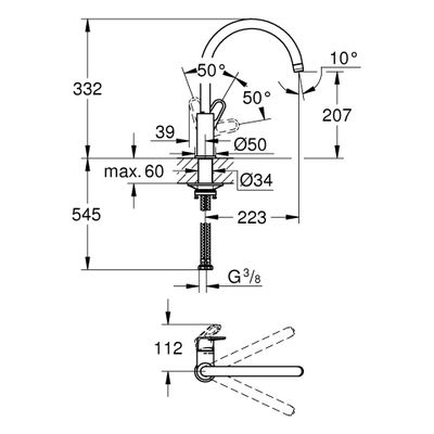 Grohe Einhand-Spültischbatterie BauFlow 31538_1 hoher Auslauf, Farbe chrom Bild 3