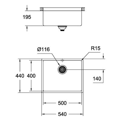 Grohe Unterbau-Edelstahlspüle K700 31574 1 Becken, 525 mm, Farbe silber Bild 3