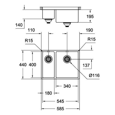 Grohe Unterbau-Edelstahlspüle K700 31576 1,5 Becken 585 x 440 mm Einbau rechts, 580 mm, Farbe silber Bild 3