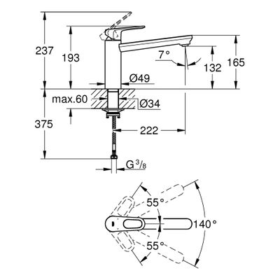 Grohe EH-Spültischbatterie BauFlow mittelhoher Auslauf, Farbe chrom Bild 3