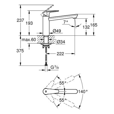 Grohe EH-Spültischbatterie Baüdge mittelhoher Auslauf, Farbe chrom Bild 3