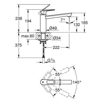 Grohe EH-Spültischbatterie BauLoop mittelhoher Auslauf, Farbe chrom Bild 3