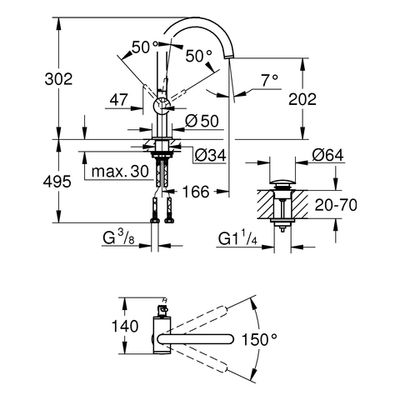 Grohe Einhand-Waschtischbatterie Atrio 32042_3 L-Size hard graphite gebürstet, Farbe hard graphite Bild 3