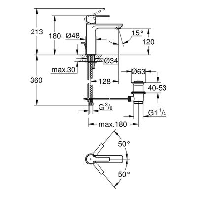 Grohe EH-Waschtischbatterie Lineare 32114_1 S-Size hard graphite gebürstet, Farbe hard graphite Bild 3