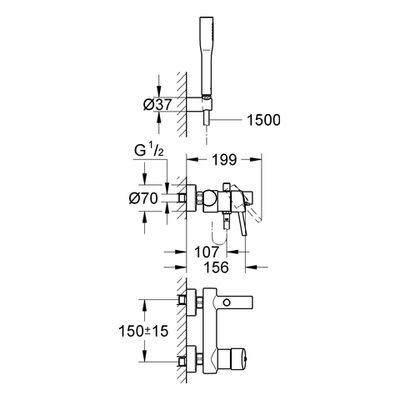 Grohe EH-Wannenbatterie Concetto 32212_1 Wandmontage, mit Euphoria Brauseset, 195 x 200 mm, Farbe chrom Bild 3