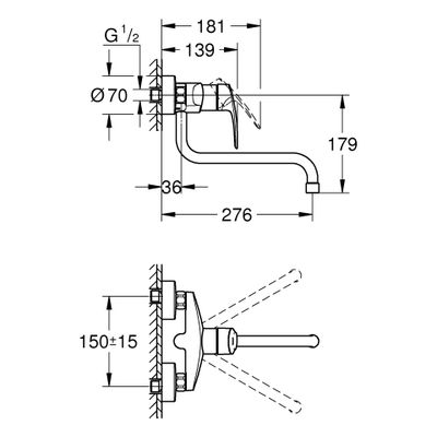 Grohe Einhand-Spültischbatterie Eurosmart, für, 276 mm, Farbe chrom Bild 3