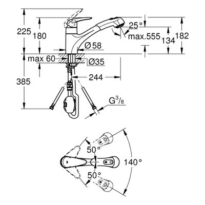 Grohe Einhand-Spültischbatterie Eurodisc 32257_1, 80 mm, Farbe chrom Bild 3