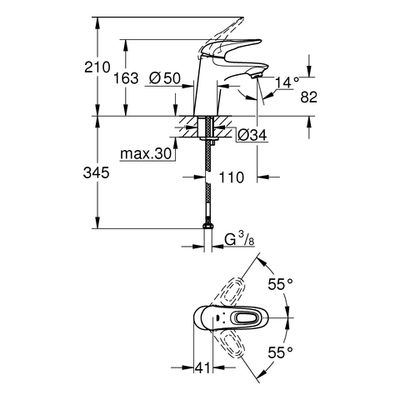 Grohe EH-Waschtischbatterie Eurostyle 32468_3 S-Size glatter Körper, Farbe chrom Bild 3