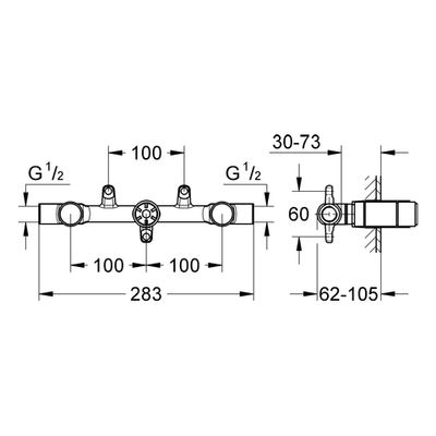Grohe UP-Einbaukörper, für 3-Loch-WT-Batterien Wandmontage Bild 3