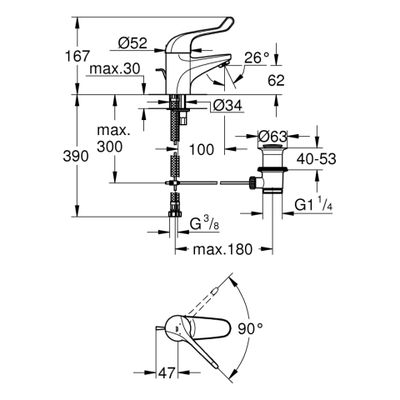Grohe Sicherheitsmisch-WT-Batt. Euröco Special Zugst.-Ablaufgrt, Farbe chrom Bild 3