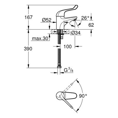 Grohe Sicherheitsmisch-WT-Batt. Euröco Special glatter Körper, Farbe chrom Bild 3