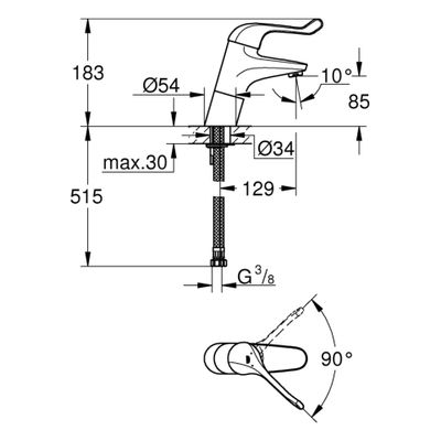 Grohe Sicherheitsmisch-WT-Batt. Euröco Special 32790 hoch glatter Körper, Farbe chrom Bild 3