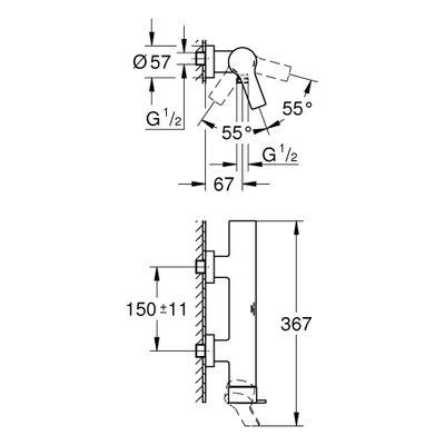 Grohe EH-Brausebatterie Allure 32846_1 Wandmontage, Farbe chrom Bild 3