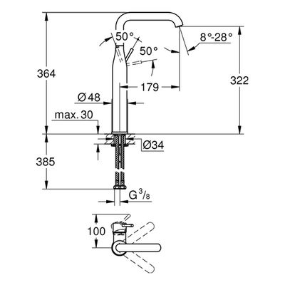 Grohe EH-WT-Batterie Essence 32901_1, für freistehende Waschschüsseln nickel geb, Farbe nickel Bild 3