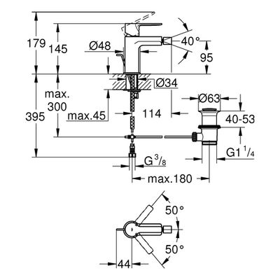 Grohe EH-Bidetbatterie Lineare 33848_1 Einlochmontage hard graphite gebürstet, Farbe hard graphite Bild 3