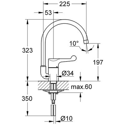 Grohe Sicherheitsmisch-SPT-Batt. Euröco Special Rohrauslauf, 82 mm, Farbe chrom Bild 3