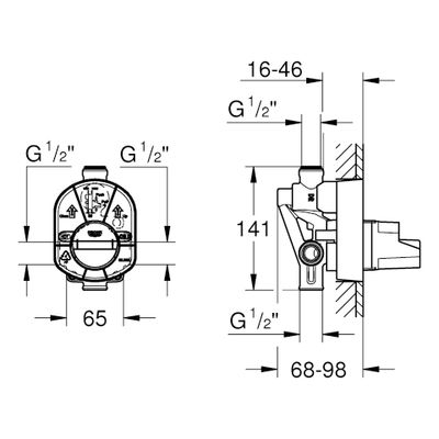 Grohe Einhand-UP-Universal Einbaukörper, für Wanne und Brause, DN 15 Bild 3