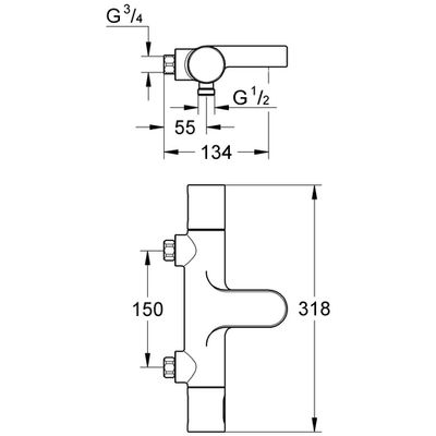 Grohe THM-Wannenbatt. Grohtherm 3000 C AP-Montage, ohne Anschlüsse, 100 x 200 mm, Farbe silberfarben Bild 3