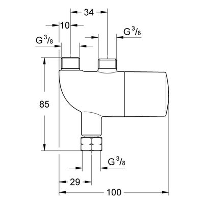 Grohe Therm.Verbrühschutz / Untertisch-THM Grohtherm Micro, 55 x 100 mm, Farbe chrom Bild 3