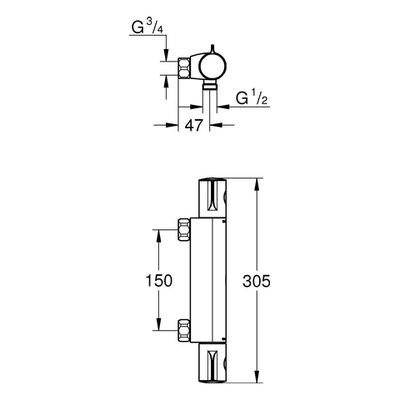Grohe THM-Brausebatterie Grohtherm 800, ohne Anschlüsse, Farbe chrom Bild 3