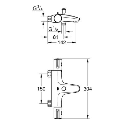 Grohe THM-Wannenbatterie Grohtherm 800, ohne Anschlüsse, Farbe chrom Bild 3
