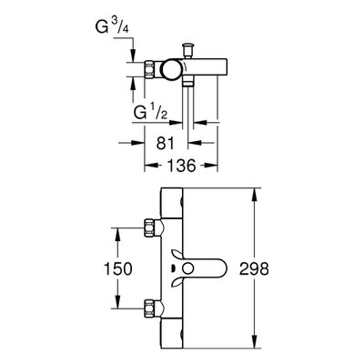 Grohe THM-Wannenbatterie Grohtherm 800 C 34770, ohne Anschlüsse, Farbe chrom Bild 3